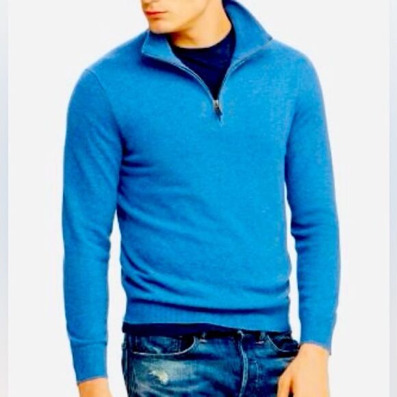L.L.Bean Men’s Quarter Zip Blue Sweater Size S - Picture 1 of 5